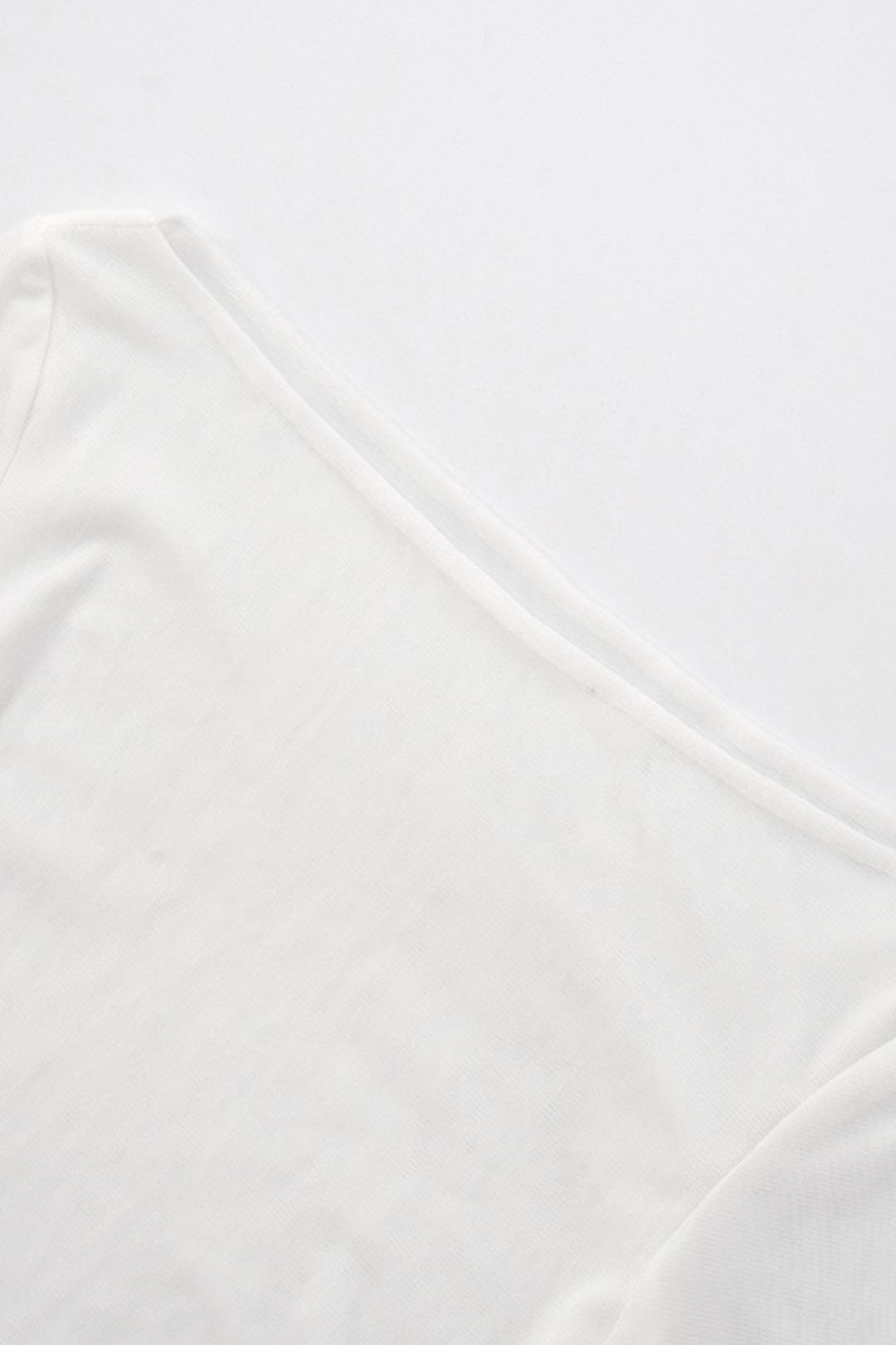 New See-Through Mesh Pullover One-Shoulder Curved Hem Top