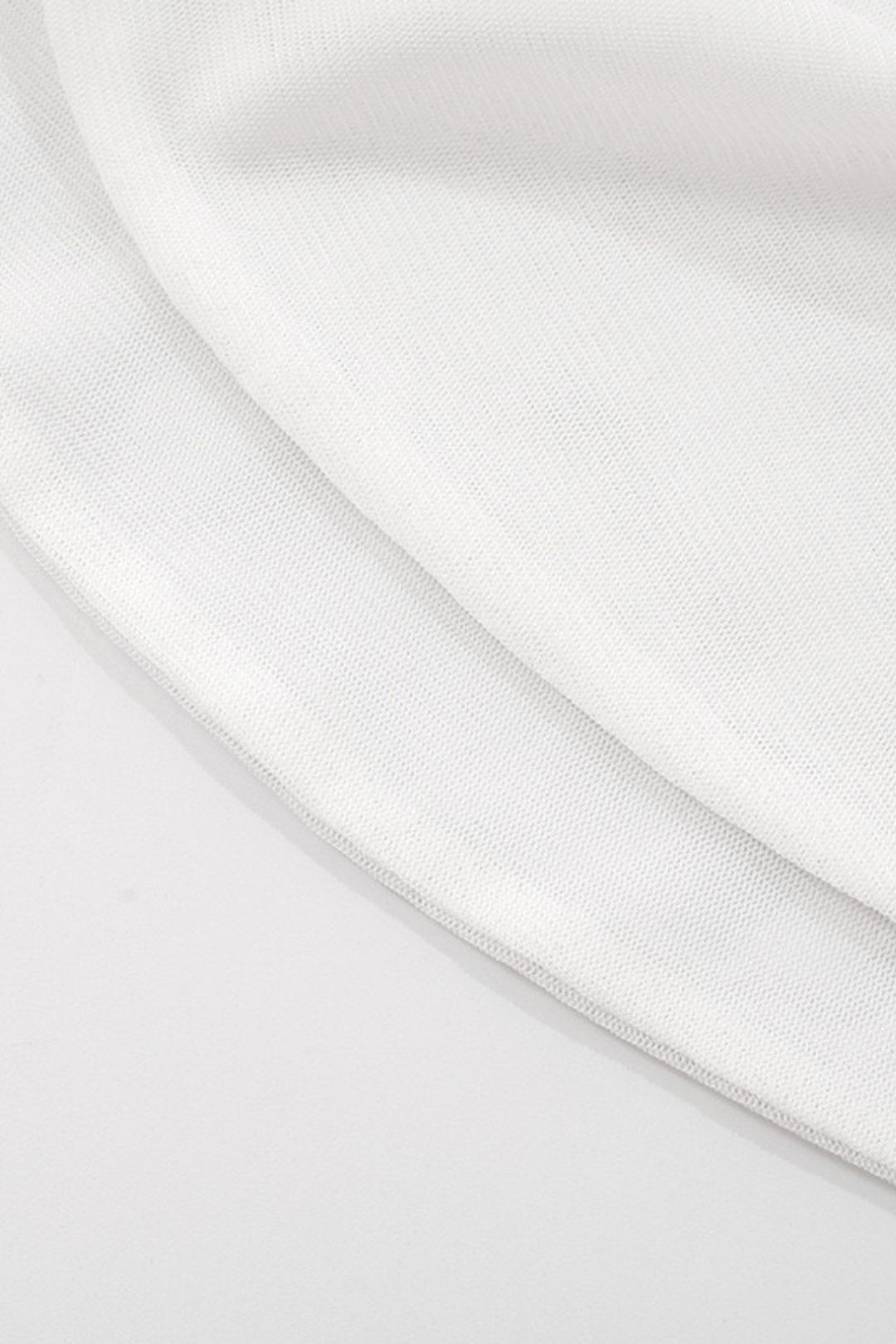 New See-Through Mesh Pullover One-Shoulder Curved Hem Top