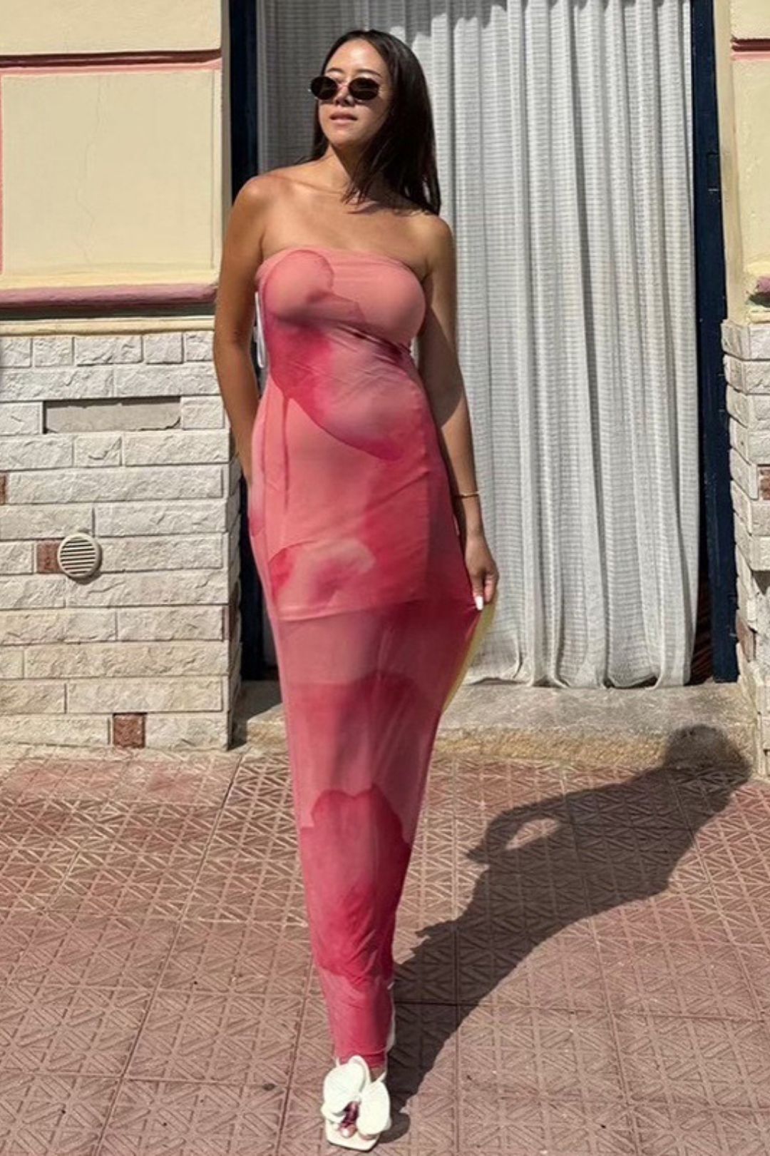 Summer  New Contrast Color Tube Bra Printed Dress