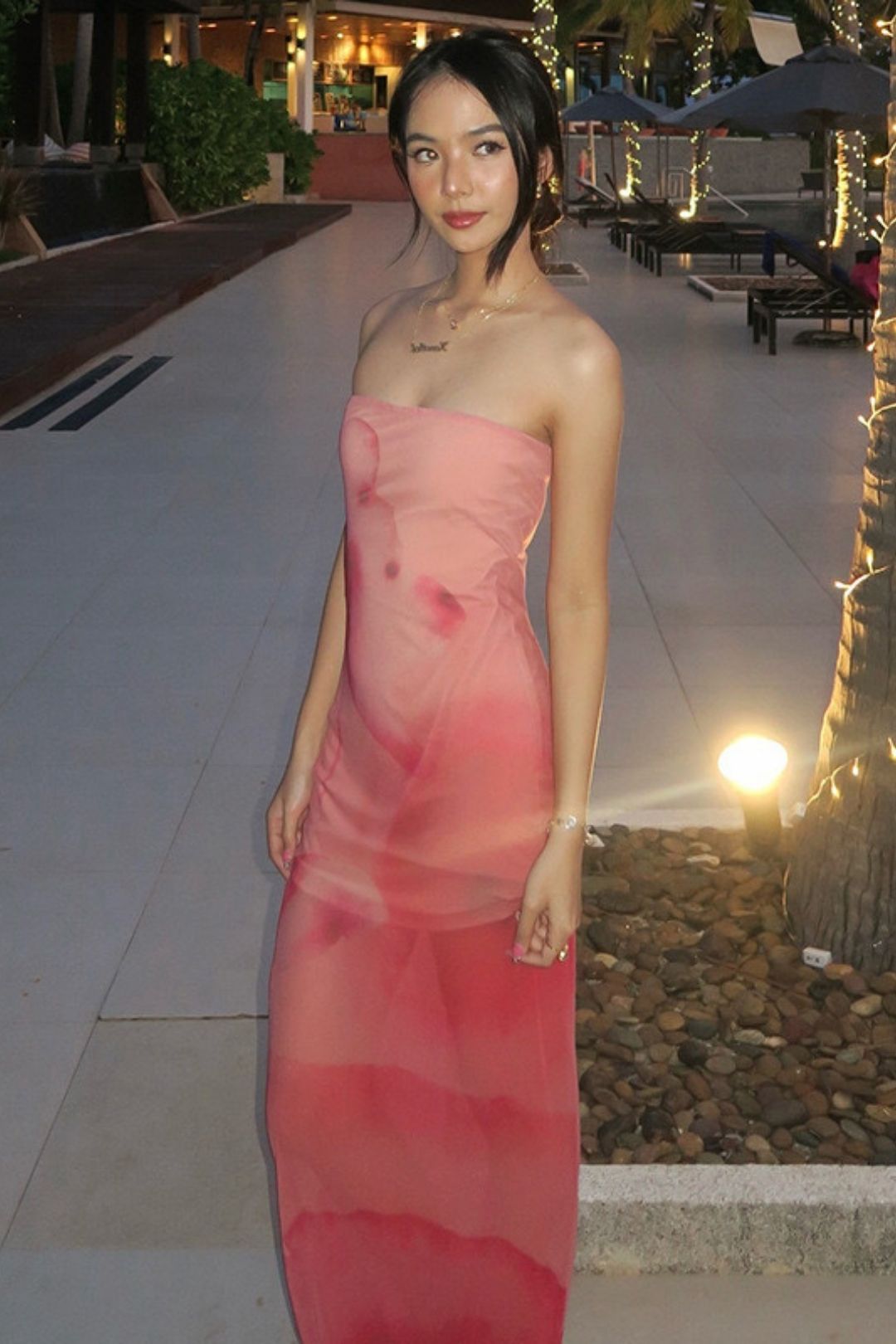 Summer  New Contrast Color Tube Bra Printed Dress