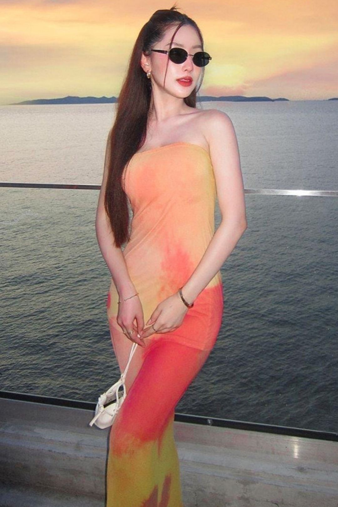 Summer  New Contrast Color Tube Bra Printed Dress