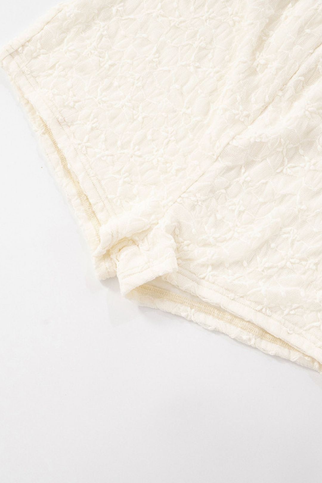 New Pure Color Lace Suspender Intimates Swing Collar Long-Sleeved Top Shorts Suit