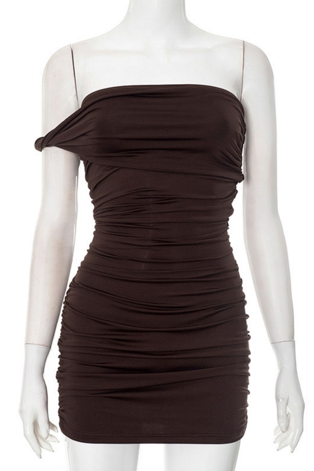 Solid Color Shoulder Sexy Hip Dress