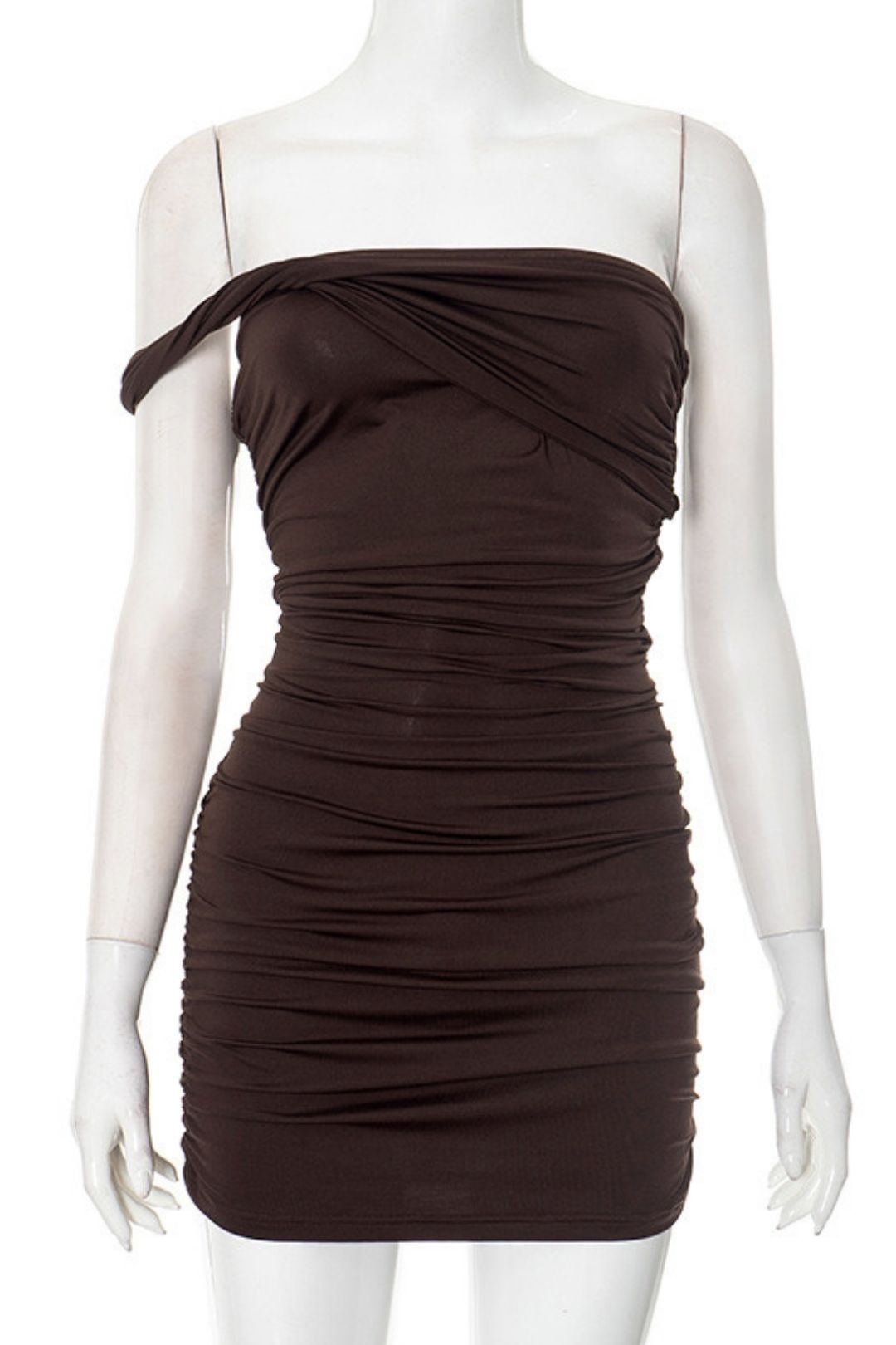 Solid Color Shoulder Sexy Hip Dress