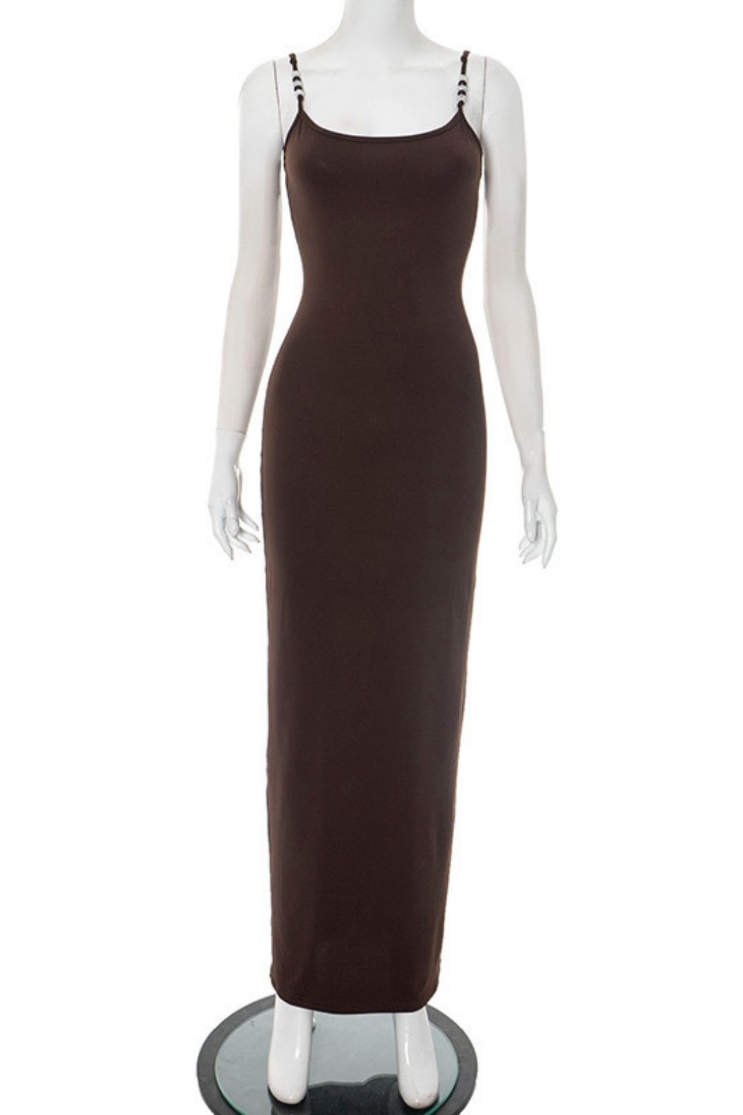 New Pure Color Suspender Beaded Exposed Backpack Sexy Dress