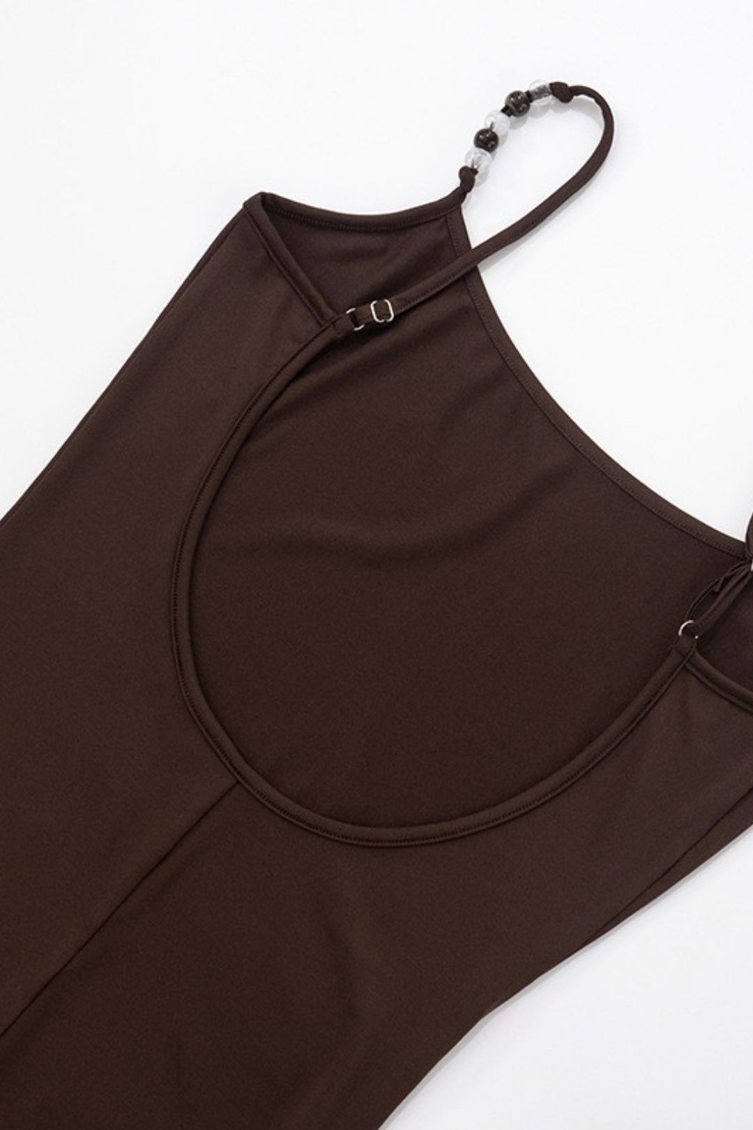 New Pure Color Suspender Beaded Exposed Backpack Sexy Dress