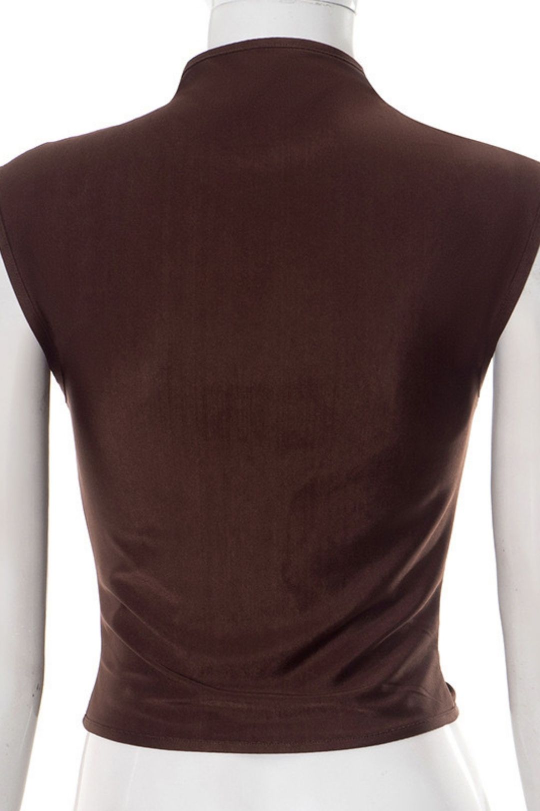 New Solid Color Half-high Collar Buckle Pleated Slim-fit Vest