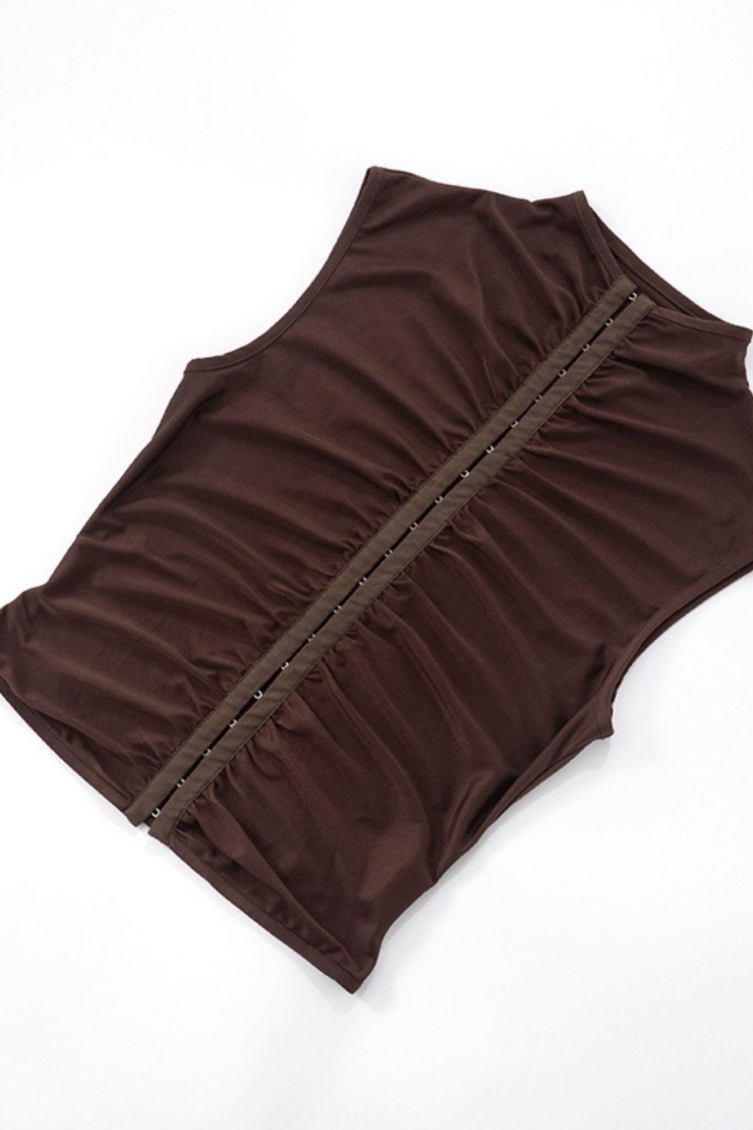 New Solid Color Half-high Collar Buckle Pleated Slim-fit Vest