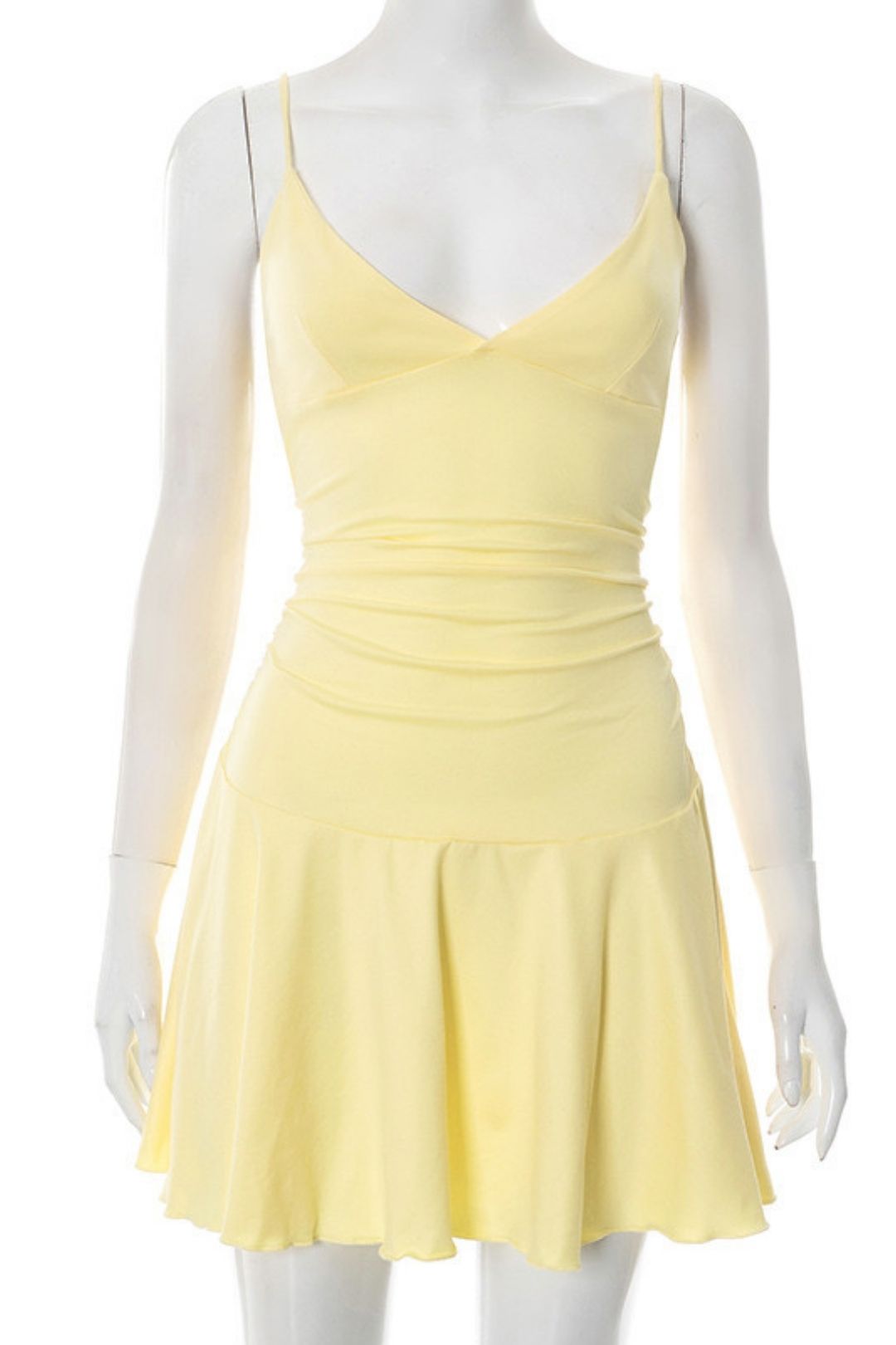 New Solid Colorsling V-neck Ruffled Sexy Dress Women