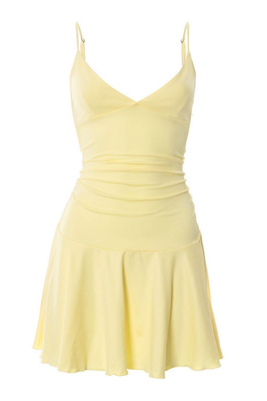 New Solid Colorsling V-neck Ruffled Sexy Dress Women