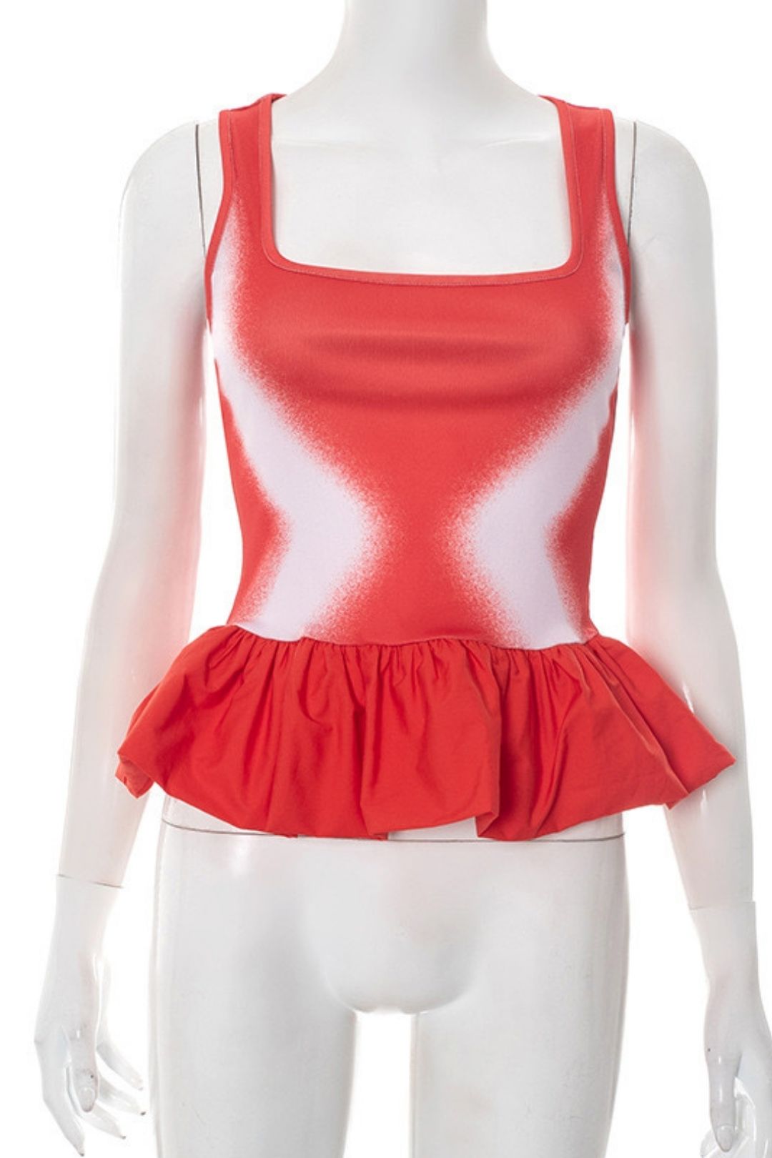 Sexy New U-collar Contrast Color Flounces Sexy Vest T-shirt