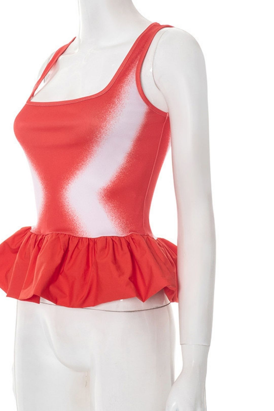 Sexy New U-collar Contrast Color Flounces Sexy Vest T-shirt