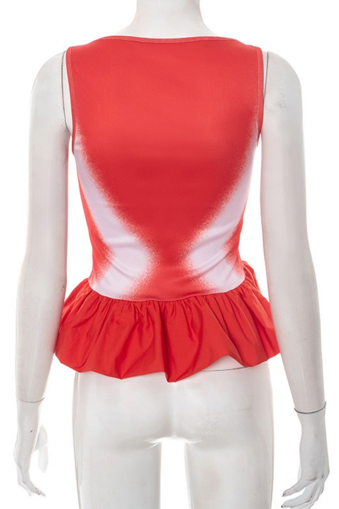 Sexy New U-collar Contrast Color Flounces Sexy Vest T-shirt