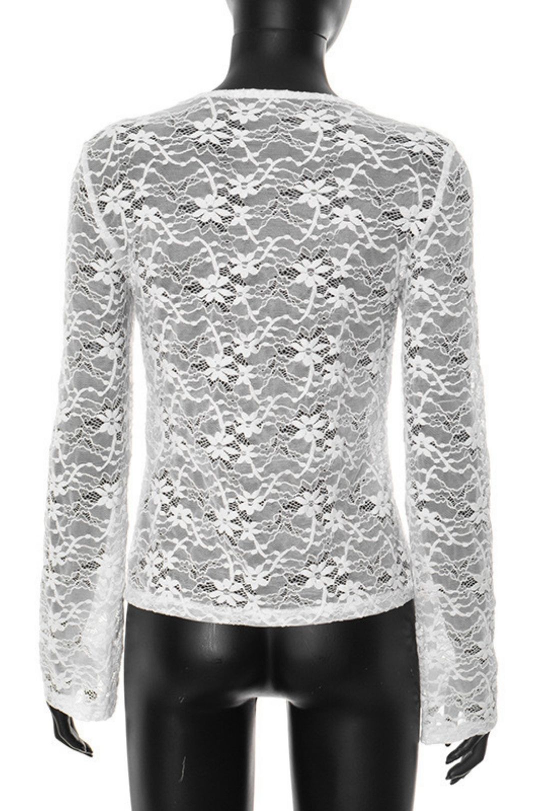 Pure Color Lace Sexy Long-Sleeved Outer Shirt Tops