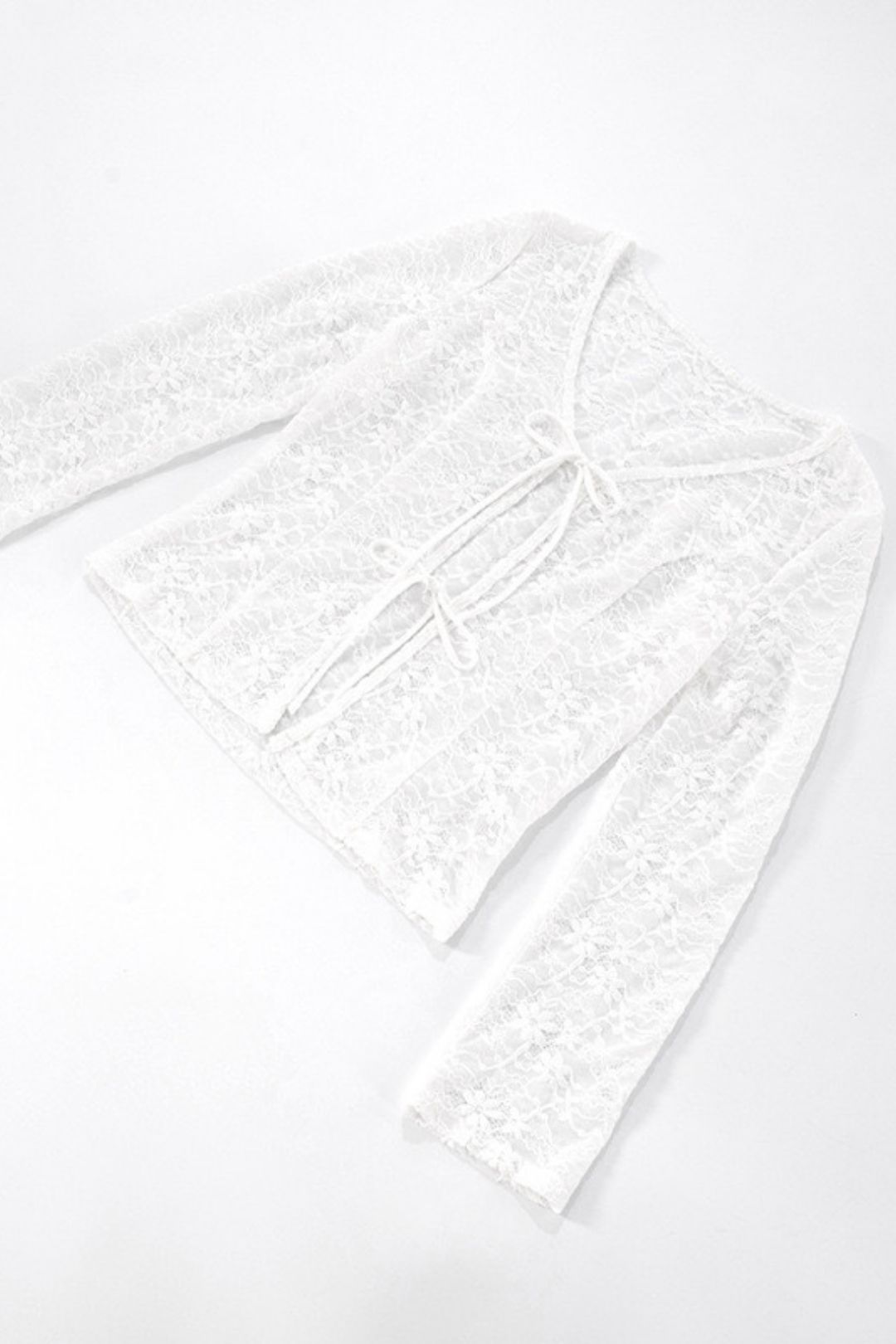 Pure Color Lace Sexy Long-Sleeved Outer Shirt Tops