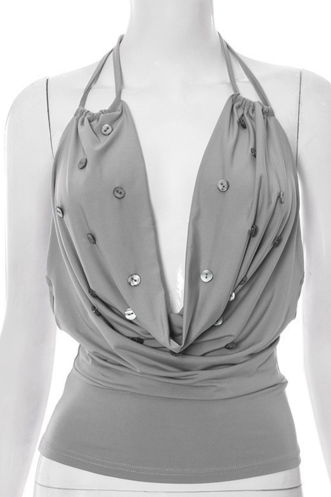 New Pure Color V Neck Halter Strap Backless Vest Top T-Shirt