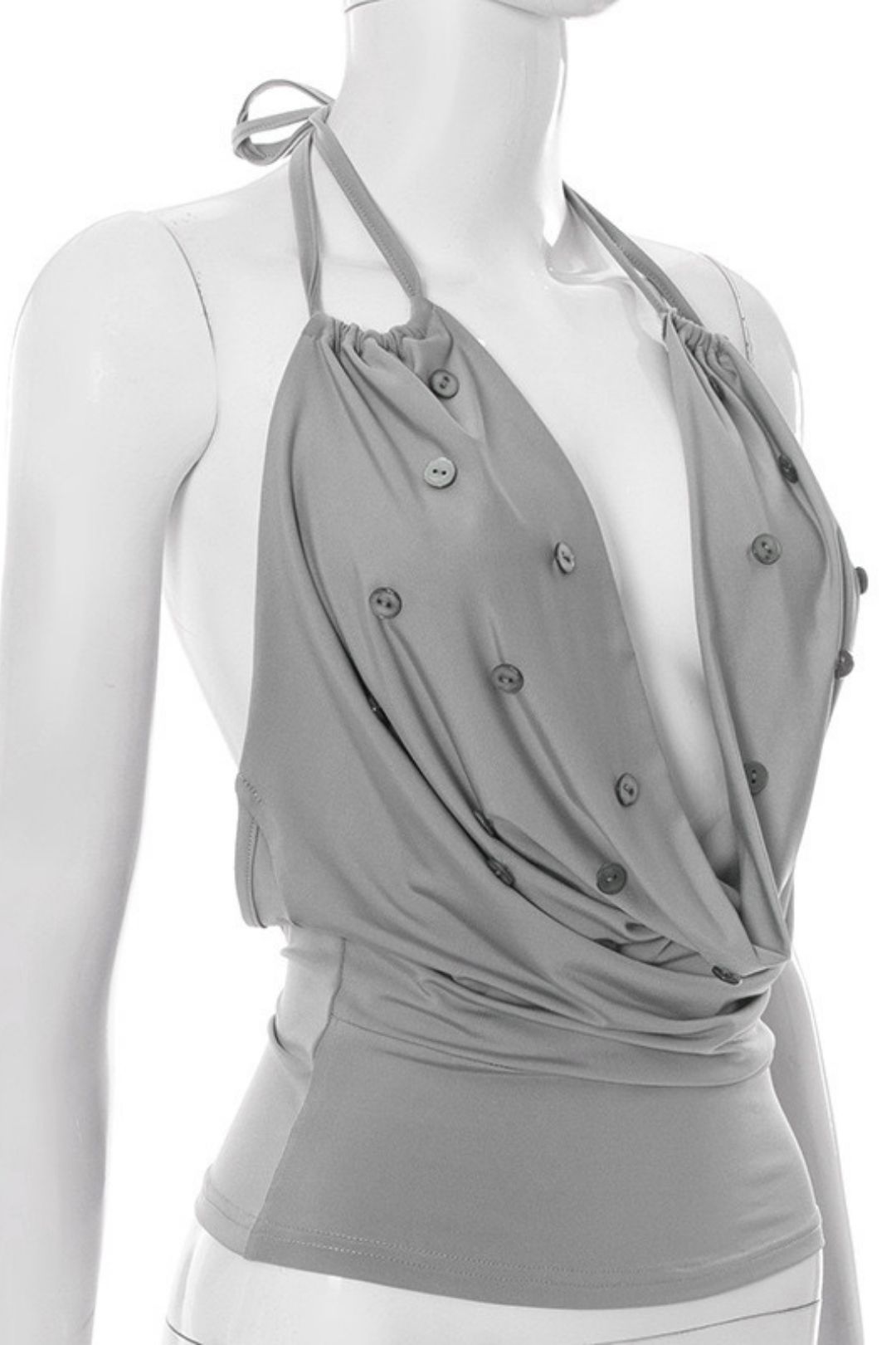 New Pure Color V Neck Halter Strap Backless Vest Top T-Shirt