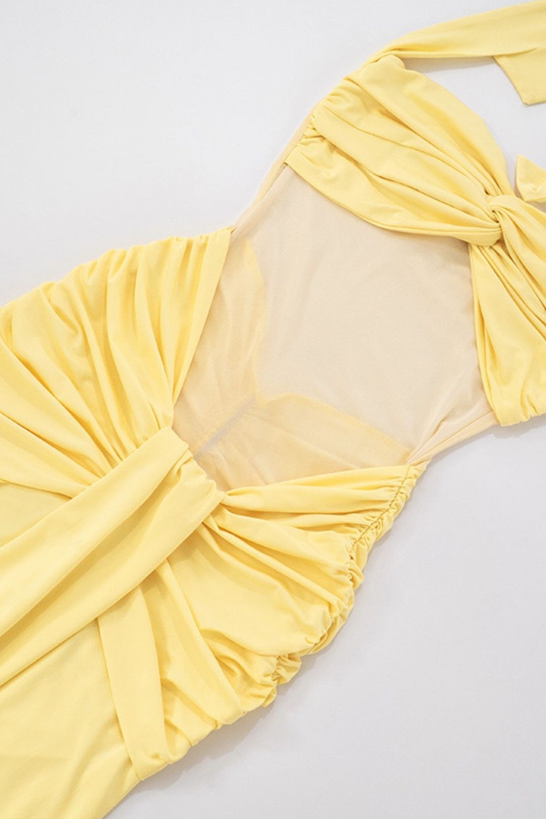 New Solid Pure Color Halter Mesh Tight Splicing Dress