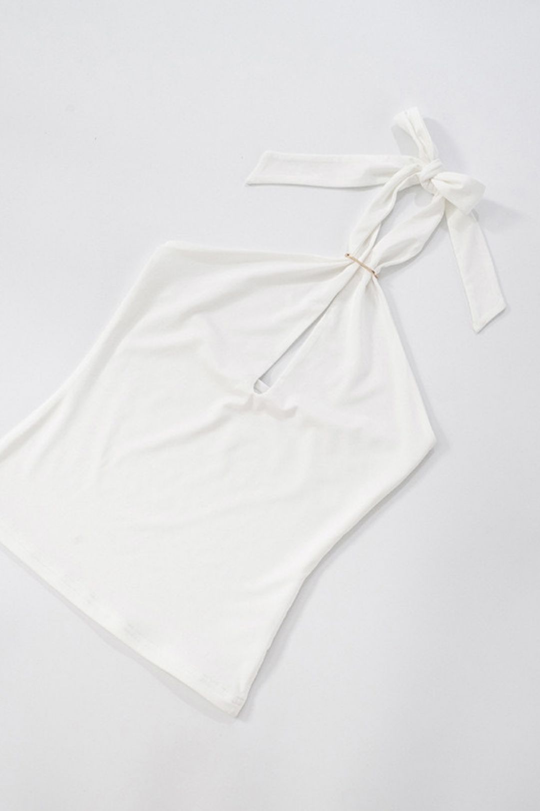 New Solid Pure Color Metal Ring Backless T-Shirt