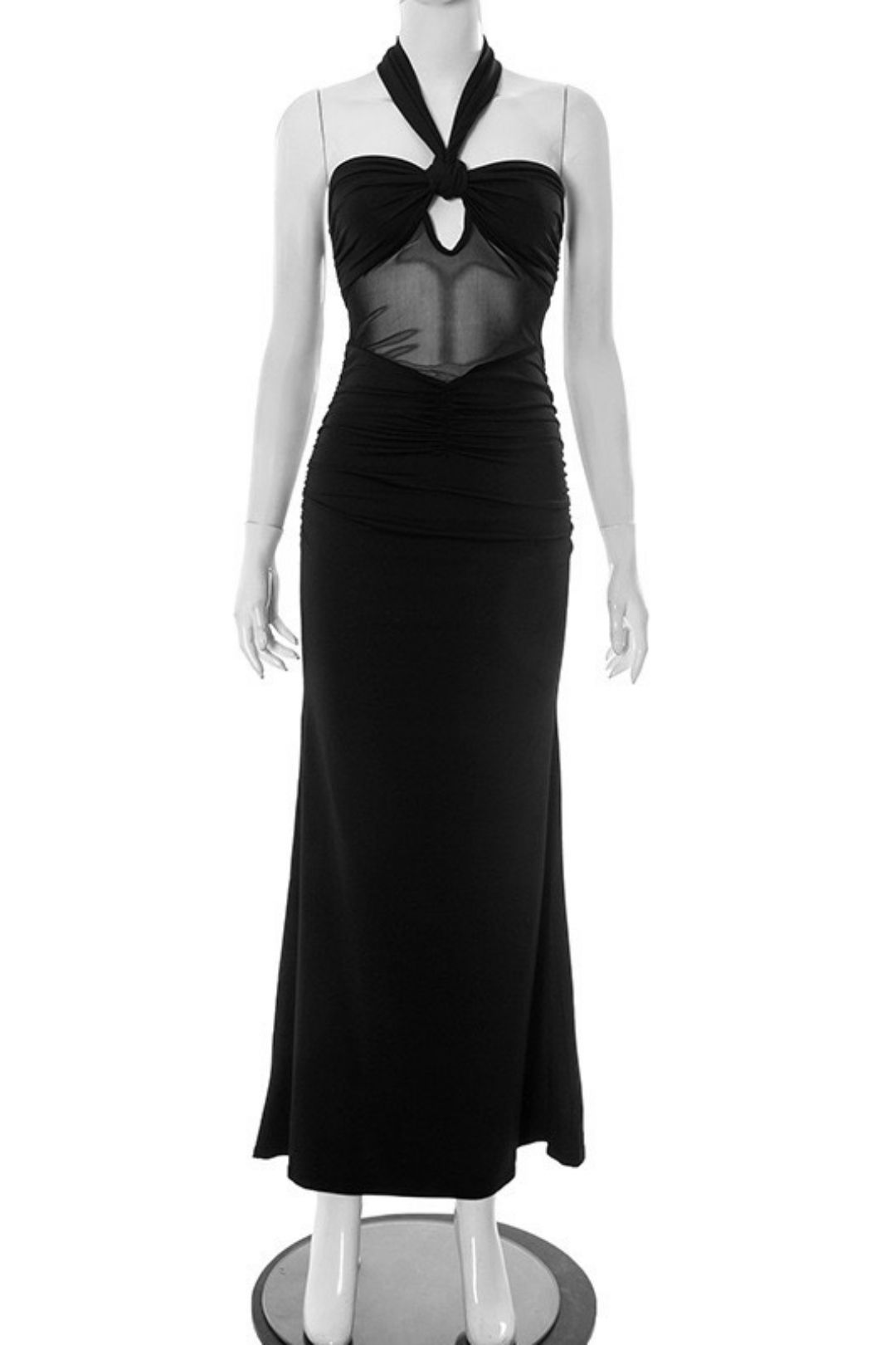 Summer New Solid Color Hanging Neck Backless Tulle Sexy Dress