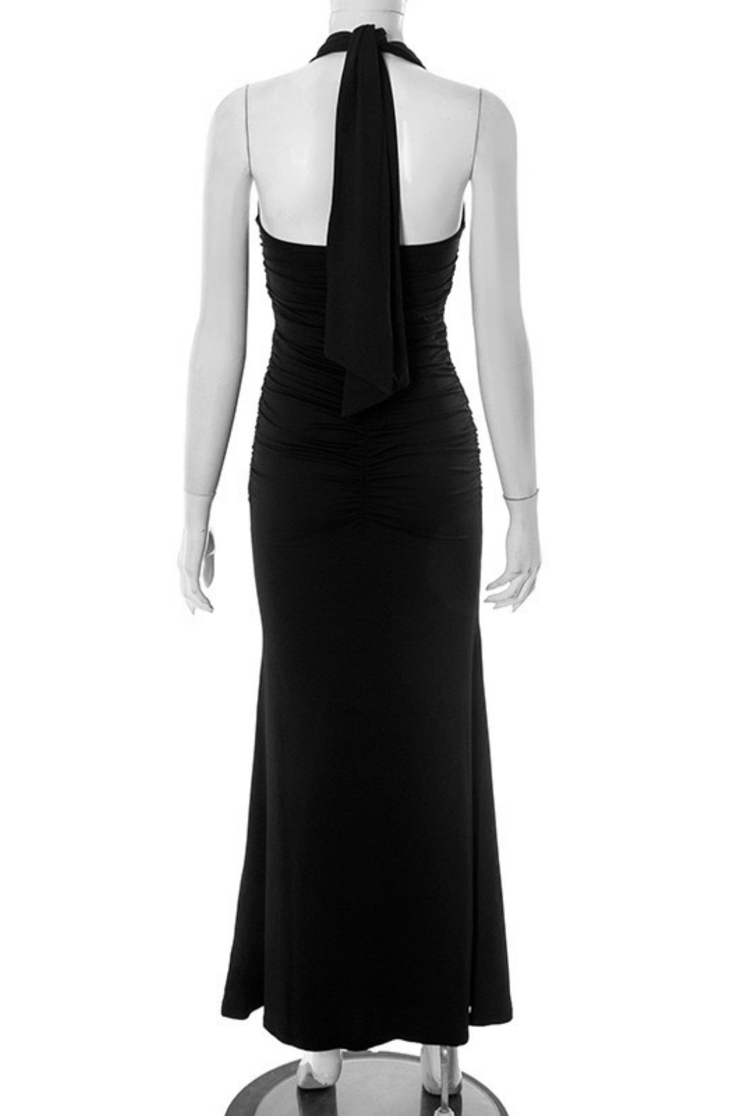 Summer New Solid Color Hanging Neck Backless Tulle Sexy Dress