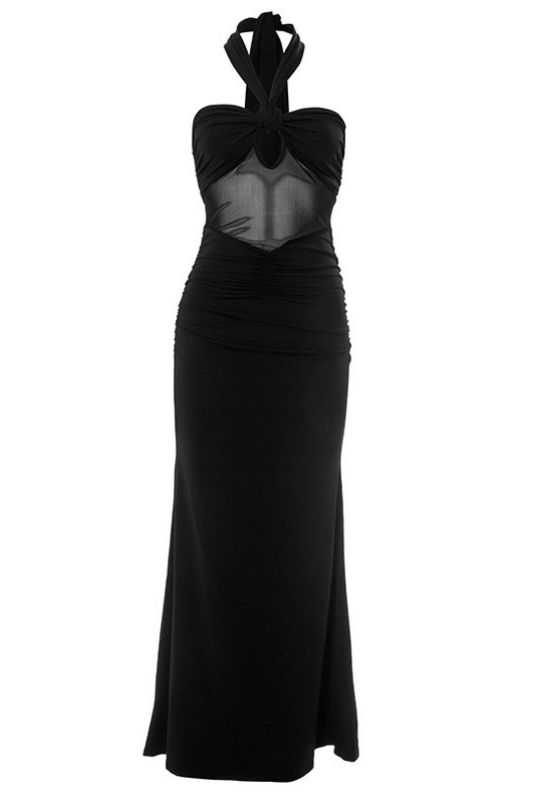 Summer New Solid Color Hanging Neck Backless Tulle Sexy Dress