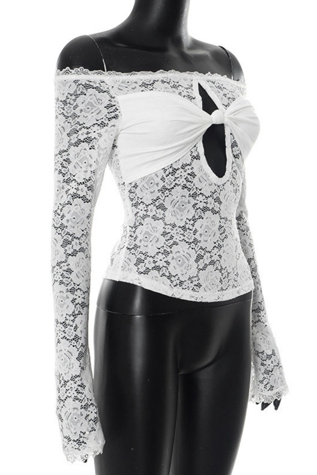 Summer Amazon One-Shoulder Lace Tube Top Cut Out Splicing Short Top