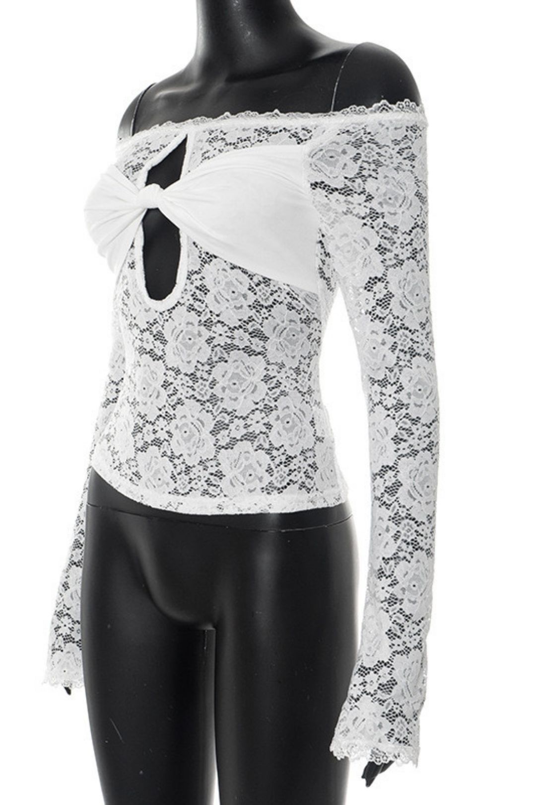 Summer Amazon One-Shoulder Lace Tube Top Cut Out Splicing Short Top