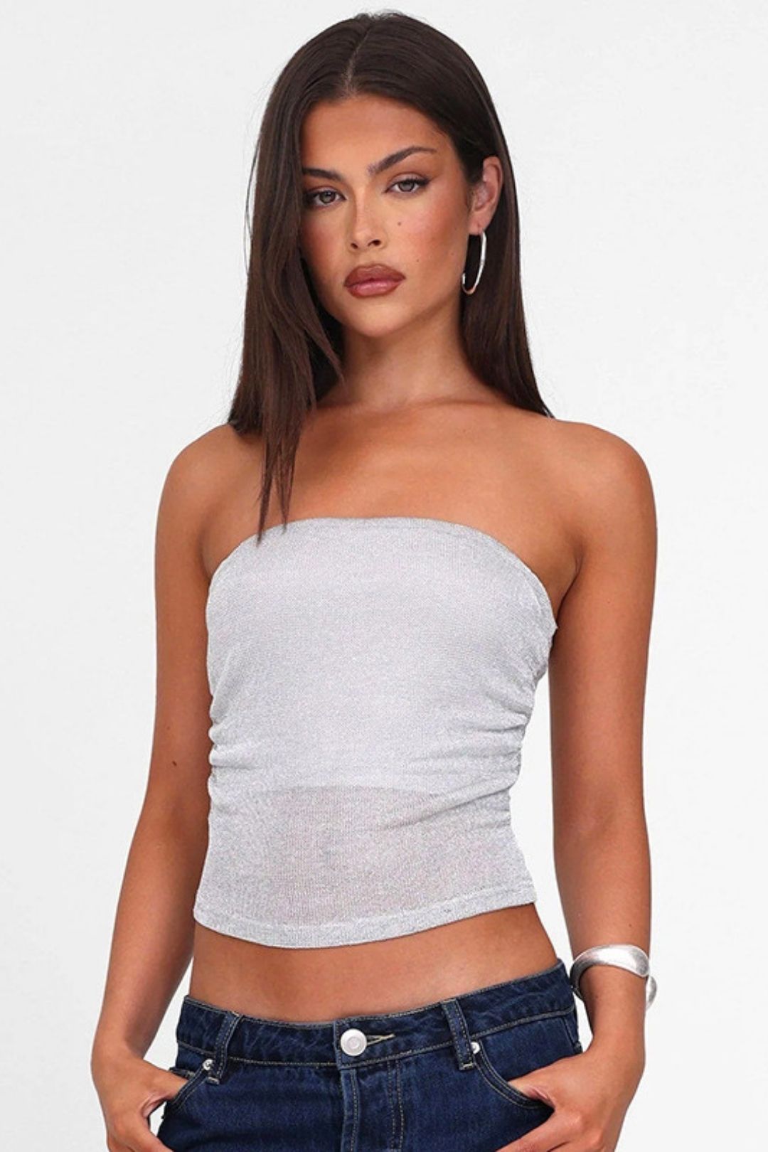 Summer  New Pure Color Tube Top Mesh Backless Sexy Vest Top