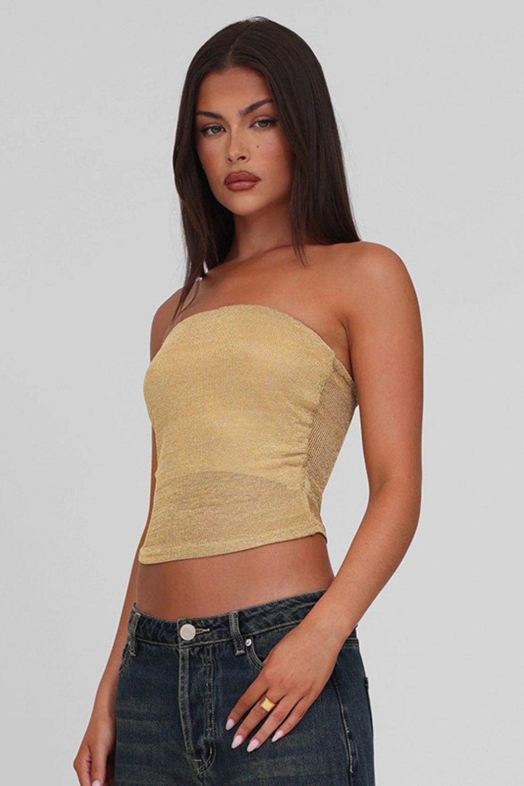 Summer  New Pure Color Tube Top Mesh Backless Sexy Vest Top