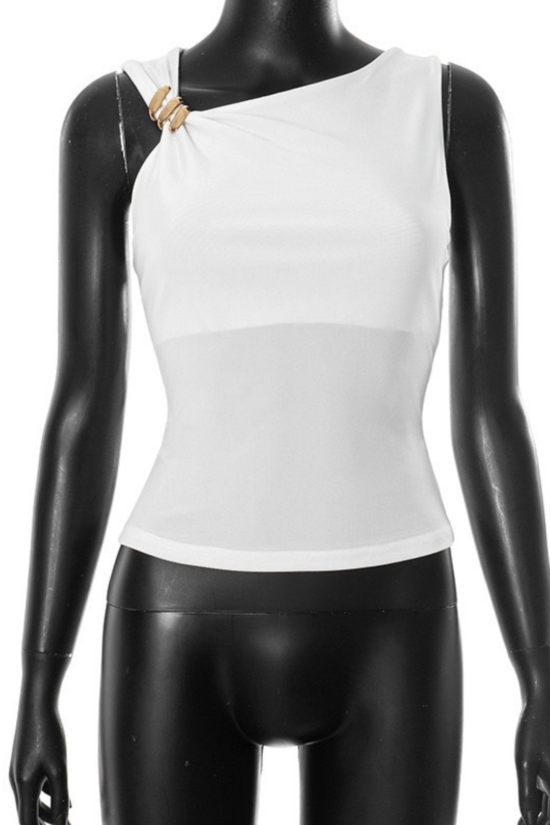 Summer Amazon New Shoulder Collar Metal Decorated Slim-fit Vest