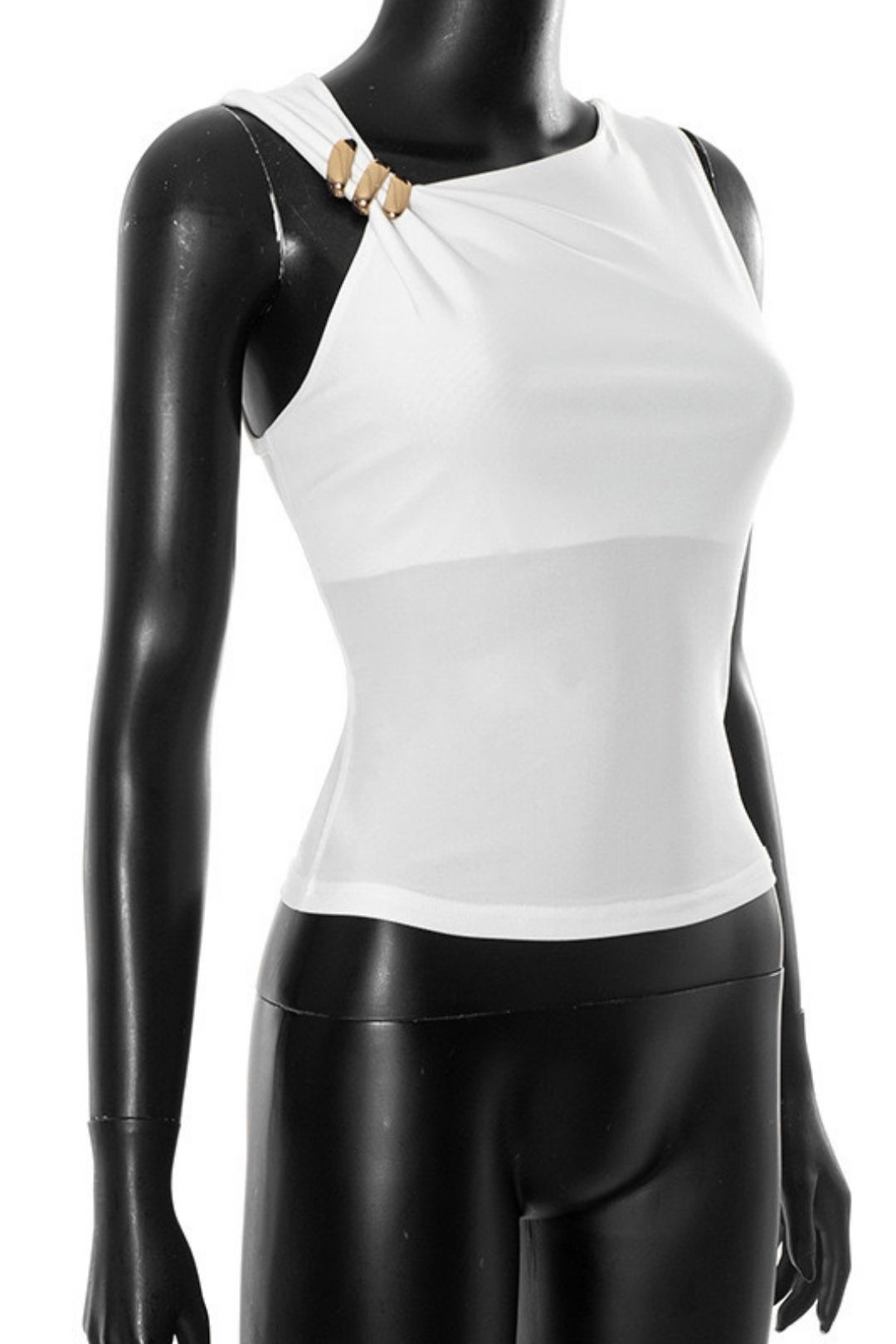 Summer Amazon New Shoulder Collar Metal Decorated Slim-fit Vest