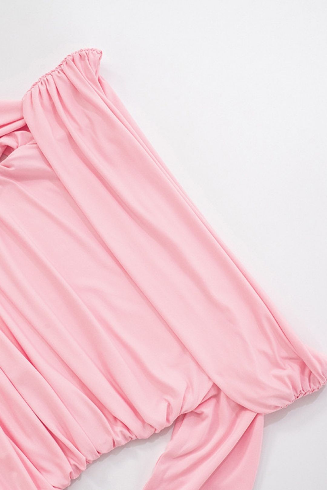 Summer New Pure Color One-Line Collar Pleated Ruffled Long-Sleeved Sexy Dress And Skirt