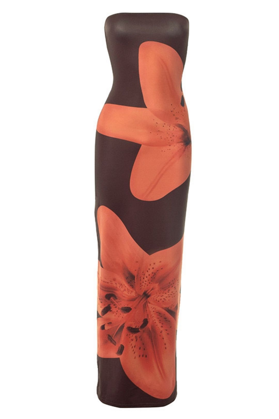 Summer New Tube Top Flower Print Hip-Covering Slit Long Dress