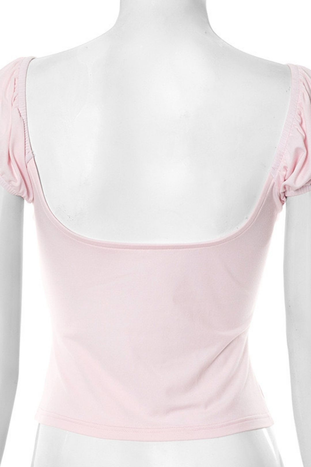 New Solid Color Short-sleeved V-neck Simple Backless Casual Top T-shirt