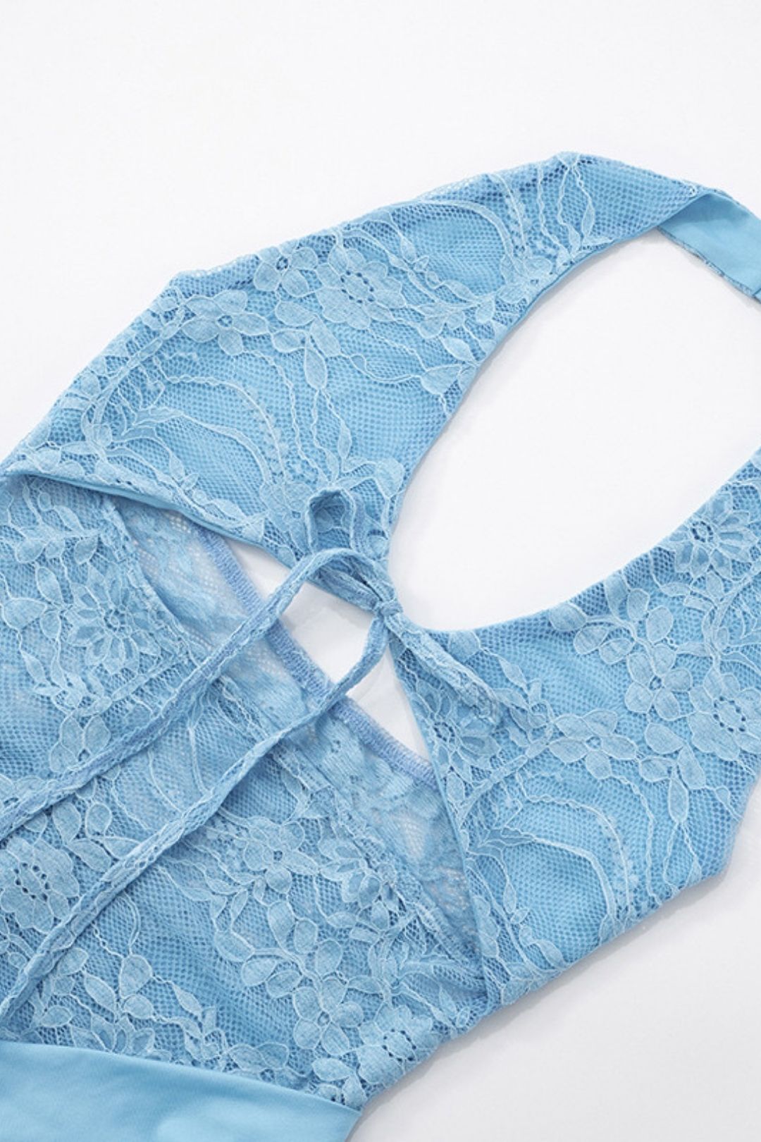 Summer New Solid Color Neck Lace Stitching Hollow Dress