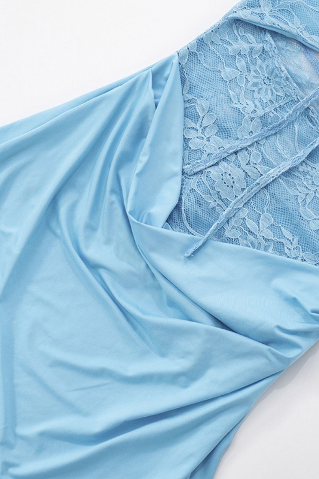 Summer New Solid Color Neck Lace Stitching Hollow Dress