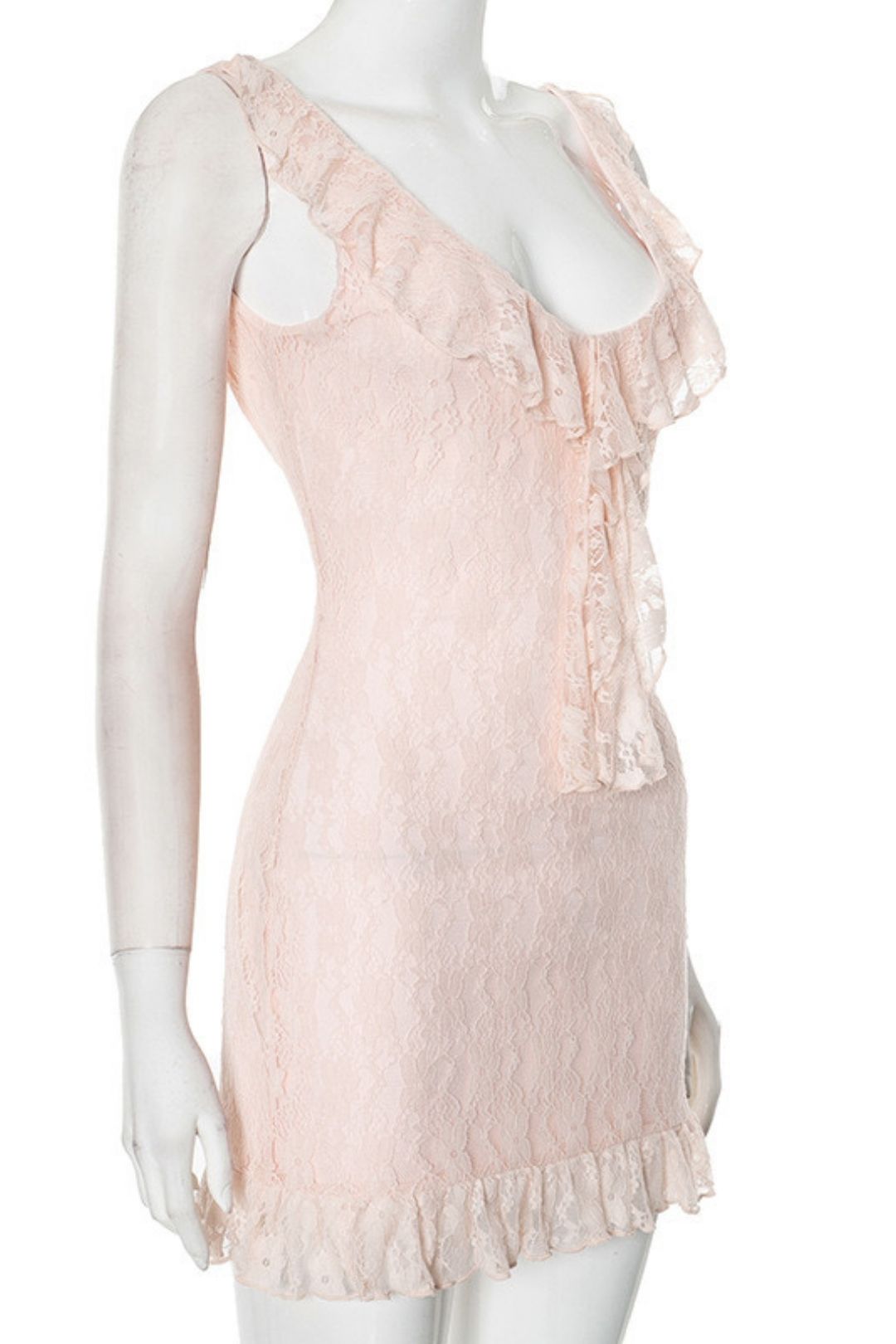 New Solid Color V-neck Sexy Lace Dress