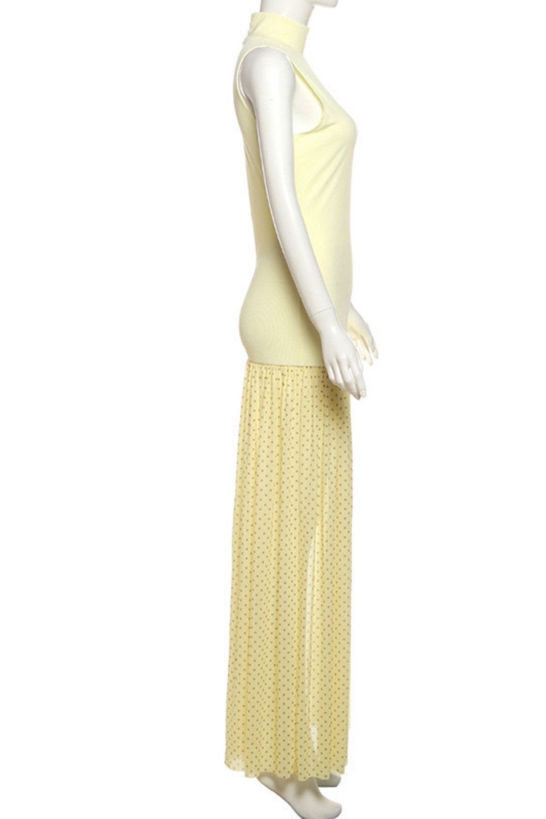 Summer New High-Neck Elegant Slim-Fit Patchwork Long Dress Fashion Polka Dot Dress