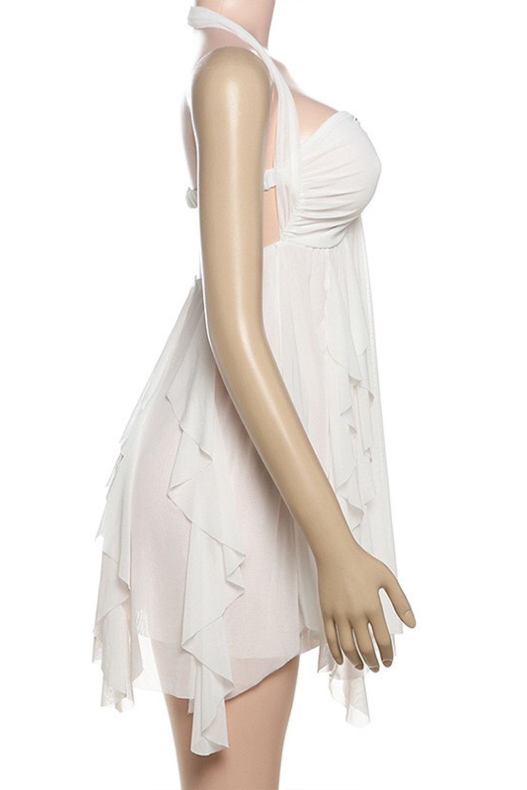 Sexy Halterneck Backless Asymmetrical Skirt Short Dress