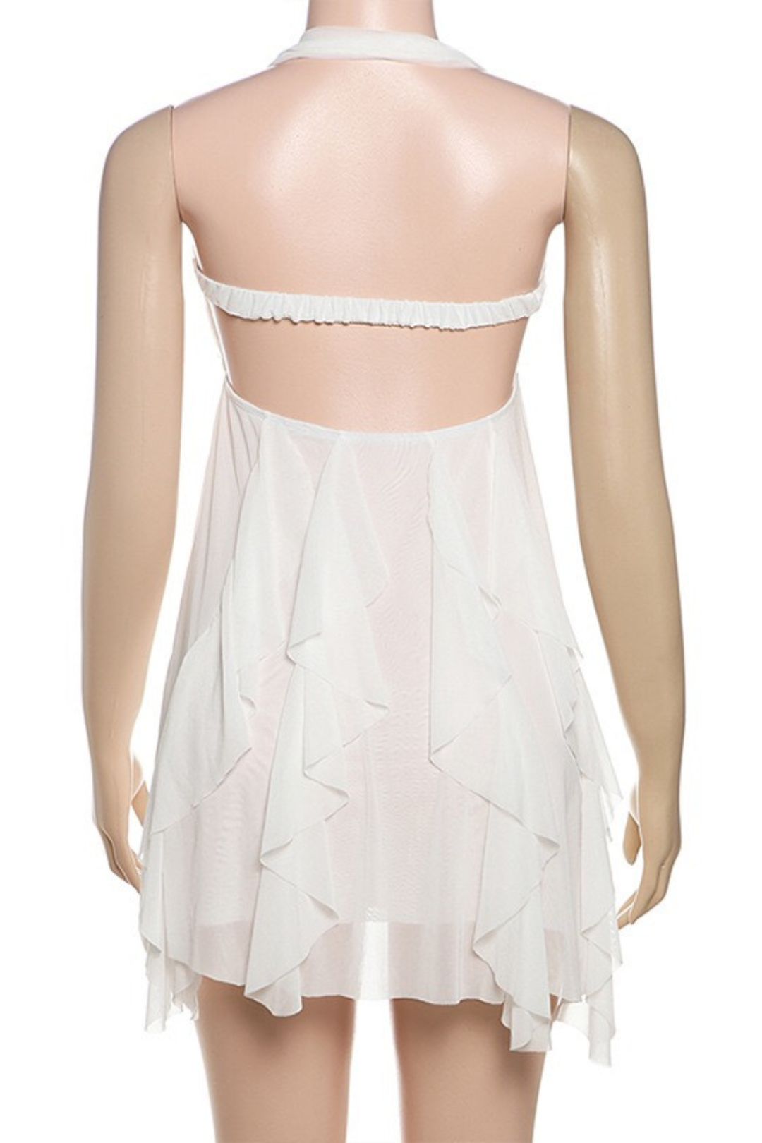 Sexy Halterneck Backless Asymmetrical Skirt Short Dress