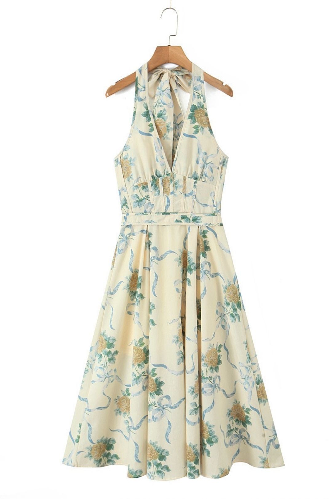 Sleeveless Long Dress French Halter Neck V-neck Temperament Evening Dress