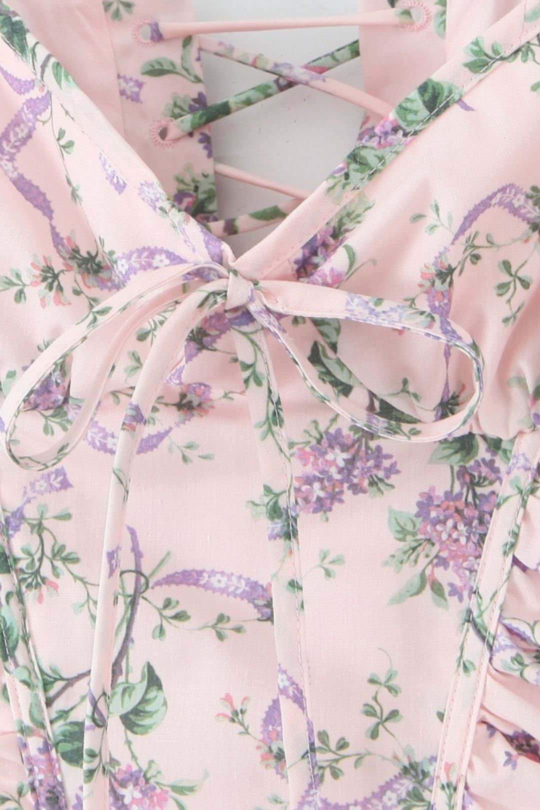 Puff Sleeve Mid-length French Square Neck Sexy Backless Dress