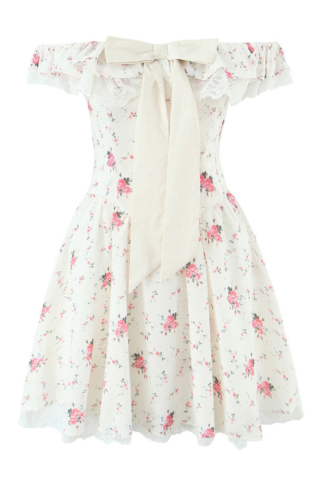 Lace Splicing Short Off-the-shoulder Dress