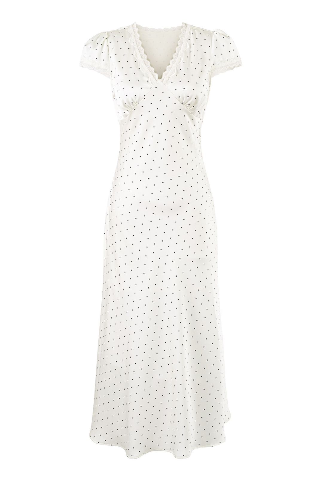 Polka Dot Print Chic Lace Splicing Long Dress