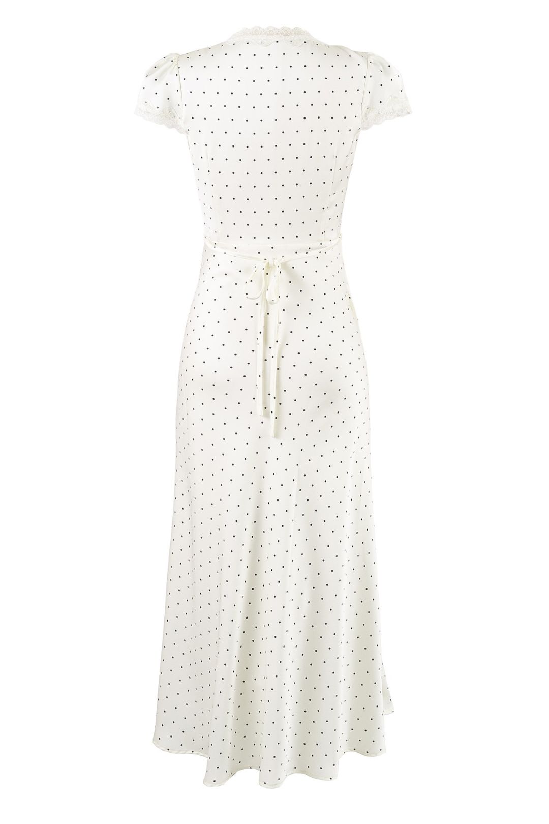 Polka Dot Print Chic Lace Splicing Long Dress