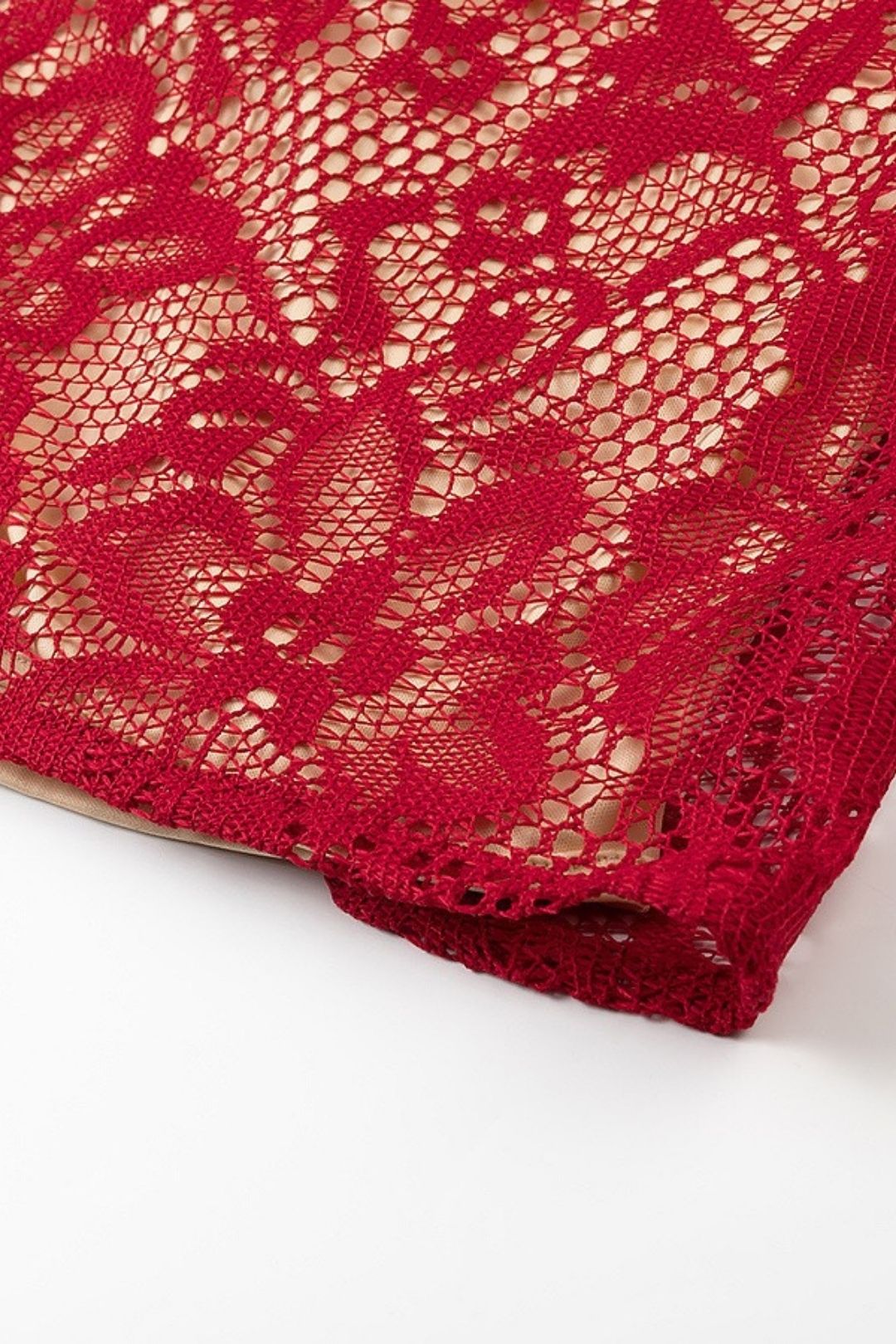 Lace Hollow Low-cut Trumpet Sleeve Hip Dress