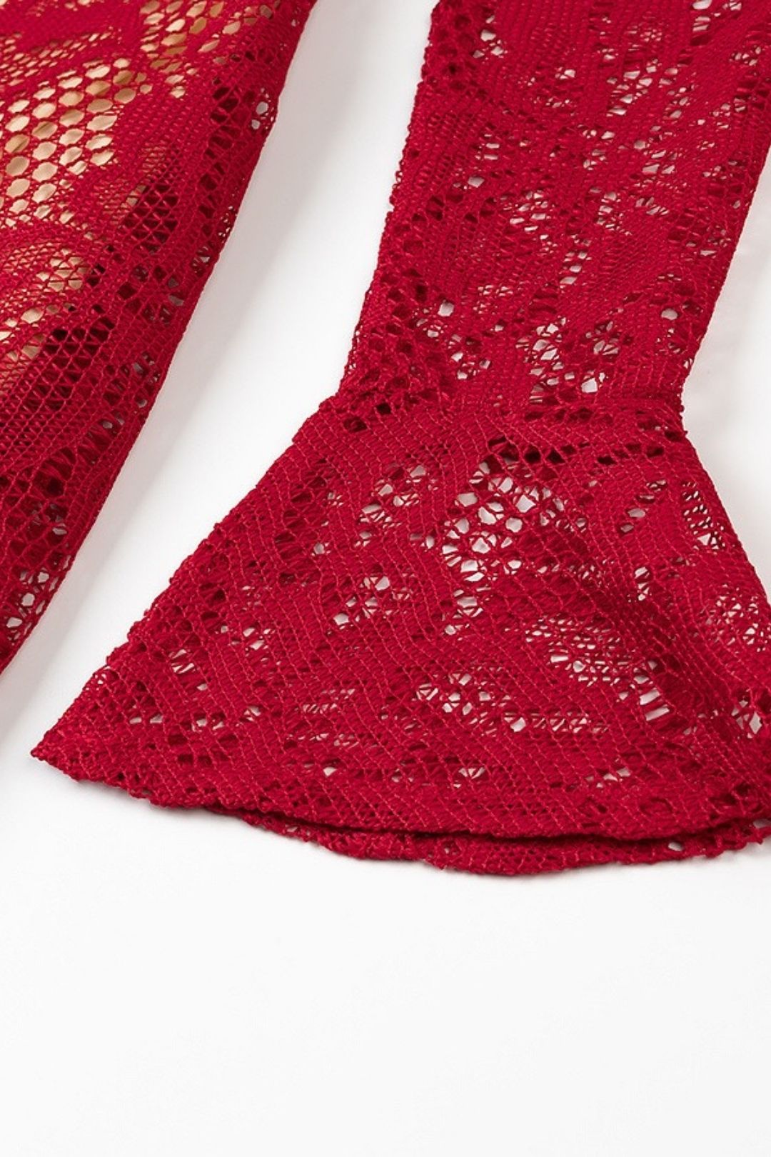 Lace Hollow Low-cut Trumpet Sleeve Hip Dress