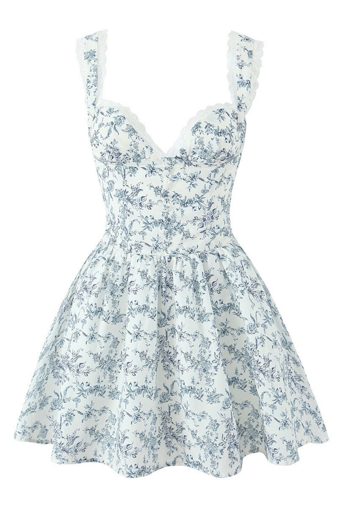 Sexy Deep V Retro Lace Splicing Mini Dress