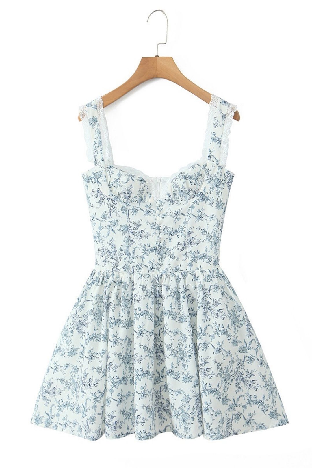 Sexy Deep V Retro Lace Splicing Mini Dress